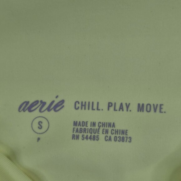 Womens Aerie Chill High Waisted Neon Yellow Leggings Nylon Stretch Size S Short - Picture 3 of 12